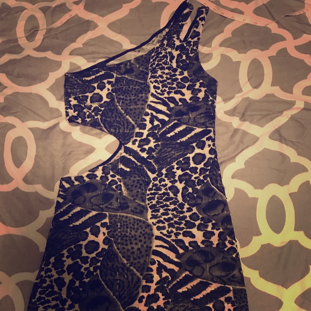 Very sexy asymmetrical animal print dress